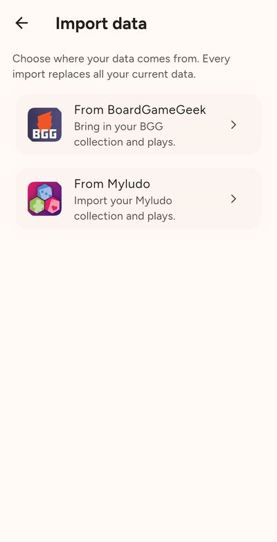 Importing from BoardGameGeek or MyLudo