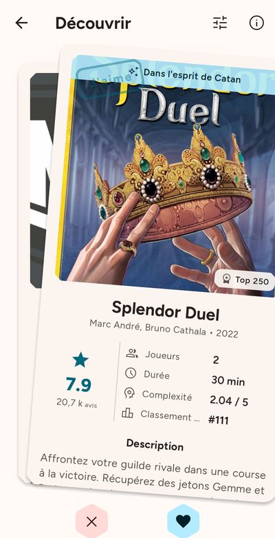 Les suggestions à swiper