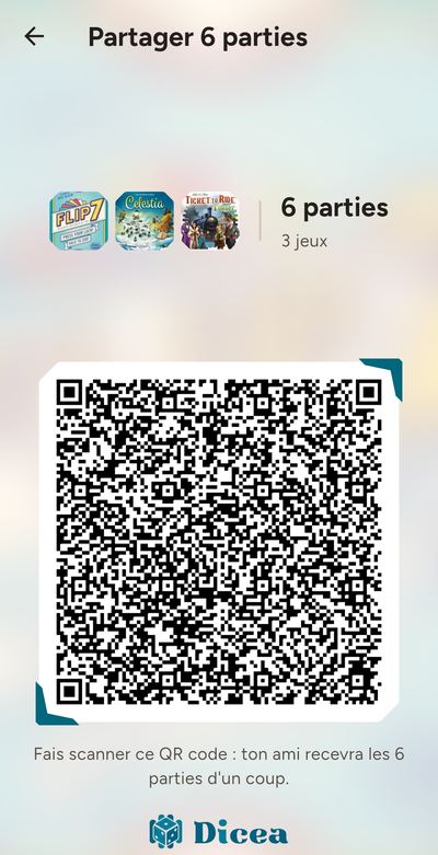 Six parties partagées d'un coup par QR code