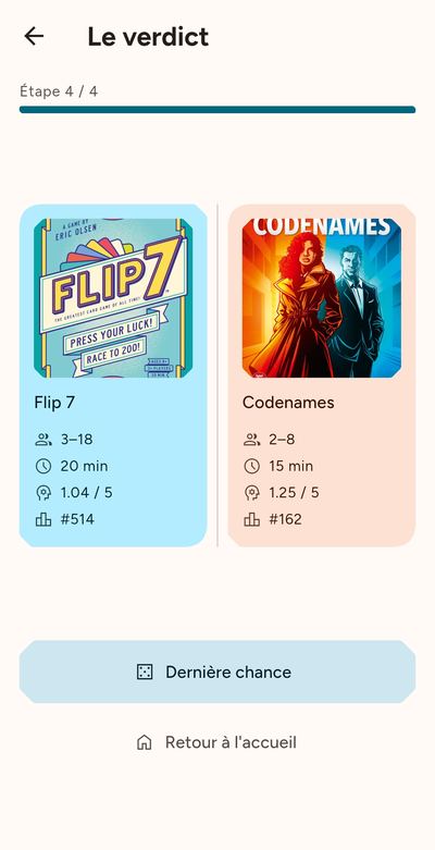 Le jeu tiré au sort pour la soirée